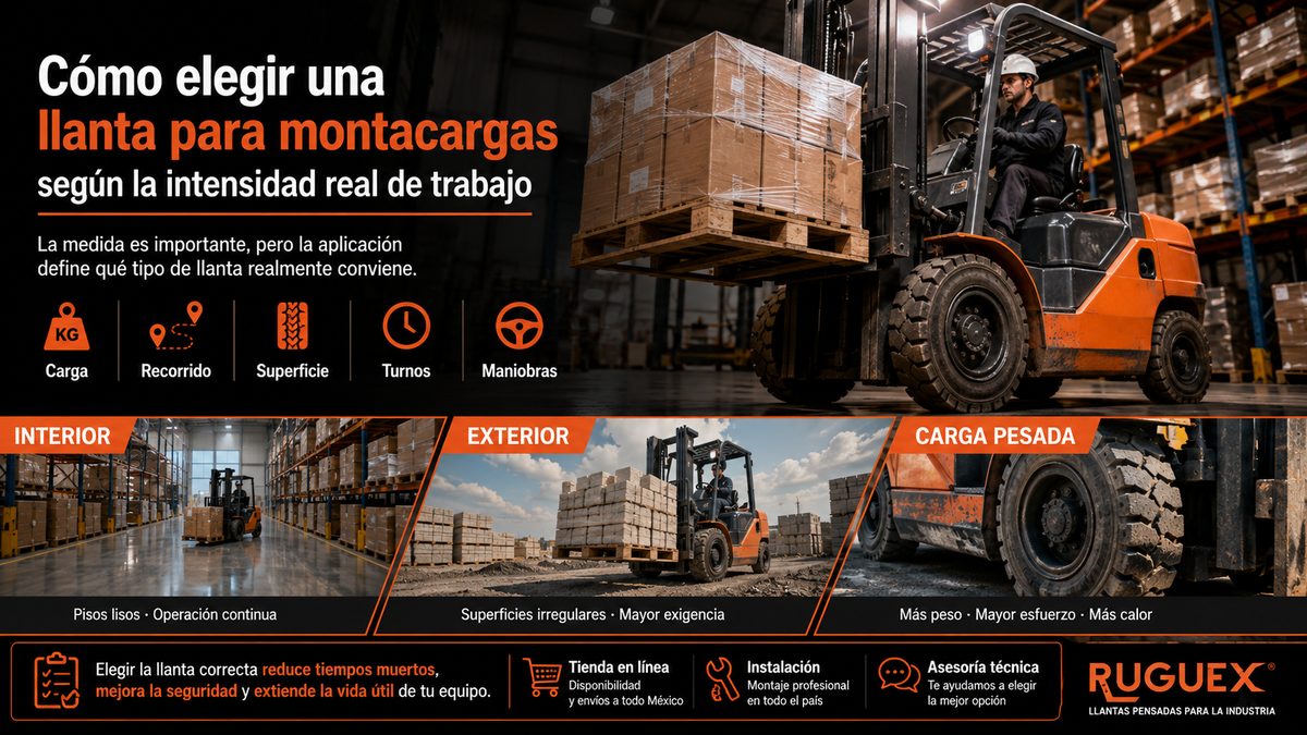 Cómo elegir una llanta para montacargas según la intensidad real de trabajo