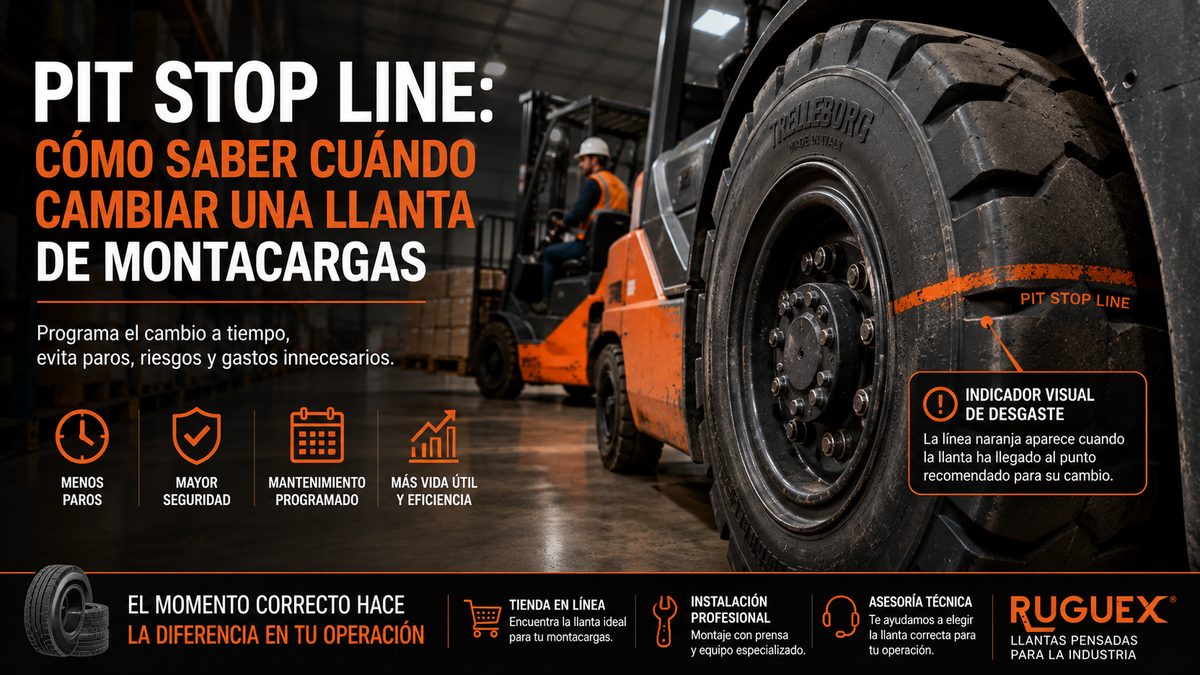 Pit Stop Line: cómo saber cuándo cambiar una llanta de montacargas sin perder horas de operación